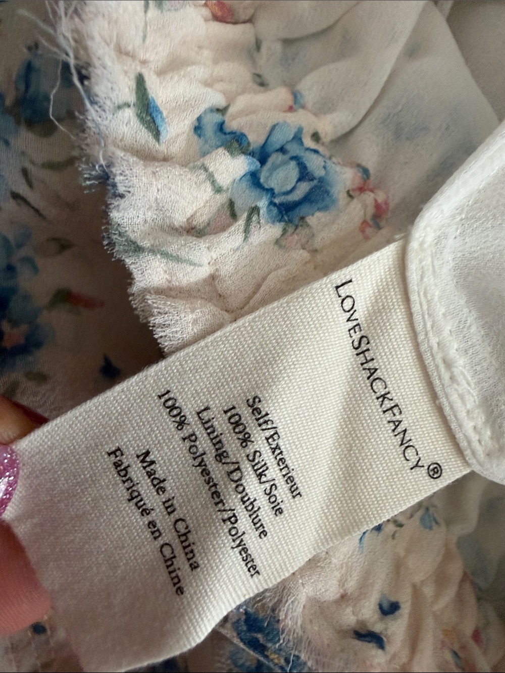 LoveShackFancy Blue Pink Floral Ruffle Tiered Mini Skirt SILK size M - Picture 6 of 6